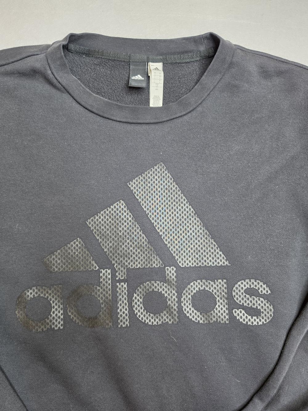 Adidas Grey Logo Crewneck Sweatshirt - Large